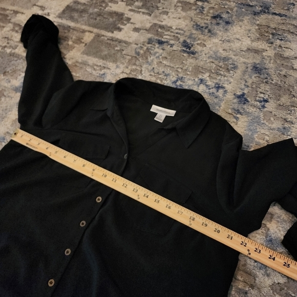 Motherhood maternity black roll tab button front shirt dress.  Size large. - Picture 12 of 16